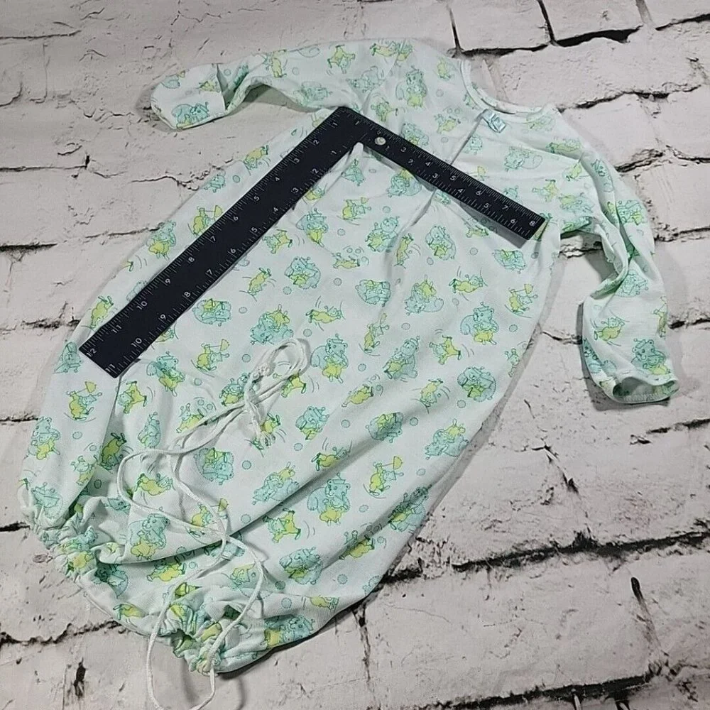 Vintage 70s Carters Layette Gown Sack Newborn Clowns Bears White Blue‎ Yellow